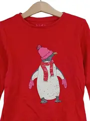 Vorschaubild 2 von Kinder Langarmshirt Pinguin Motiv Rot Gr. 110/116 Baumwolle