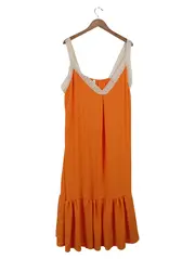 Vorschaubild 1 von SISSI OFFICIAL Damen Sommerkleid Orange Spitze Häkel Gr. XL Maxikleid