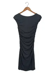 Vorschaubild 1 von Freizeitkleid Damen Gr. 38 Schwarz Lyocell Raffungen Modern