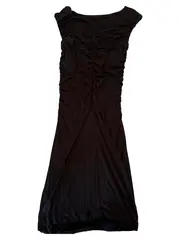 Vorschaubild 2 von Freizeitkleid Damen Gr. 38 Schwarz Lyocell Raffungen Modern
