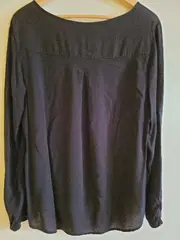 Vorschaubild 2 von Damen Langarmshirt Bluse Gr. 38/M Schwarz Viskose Basic