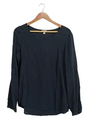 Vorschaubild 1 von Damen Langarmshirt Bluse Gr. 38/M Schwarz Viskose Basic