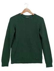 Vorschaubild 1 von Herren Pullover Grün Gr. 46/S Strukturmuster Langarm