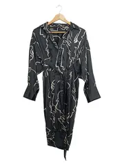 Vorschaubild 1 von Damen Wickelkleid Gr. S Schwarz Weiß gemustert Freizeitkleid