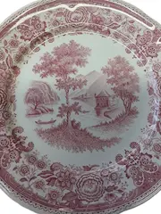 Vorschaubild 2 von Burgenland Wandteller Rosa Porzellan 19 cm Landschaft