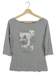 Vorschaubild 1 von Damen T-Shirt Grau Print Gr. 40/L Casual 3/4-Arm
