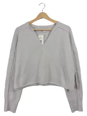 Vorschaubild 1 von Damen Pullover V-Ausschnitt Cropped Grau Gr. XS