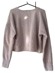 Vorschaubild 3 von Damen Pullover V-Ausschnitt Cropped Grau Gr. XS