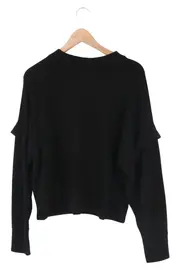 Vorschaubild 2 von Damen Pullover Gr. 36/S Schwarz Blumen Stickerei Rüschen Langarm