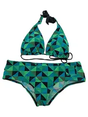 Vorschaubild 1 von Damen Bikini Gr. 44 Grün Geometrisch Triangel Sportlich Bademode