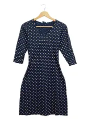 Vorschaubild 1 von Damen Freizeitkleid Gr. 38/M Blau Punkte Baumwolle