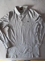 Vorschaubild 2 von Herren Langarm Poloshirt Grau Gr. L Casual