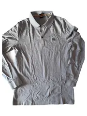 Vorschaubild 1 von Herren Langarm Poloshirt Grau Gr. L Casual
