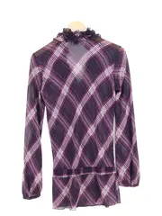 Vorschaubild 2 von Damen Bluse 36/S Lila Kariert Rüschen Langarm Casual