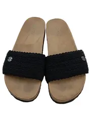 Vorschaubild 2 von Damen Pantoletten Slides Häkelriemen Schwarz Gr. 41 Sommer