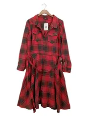 Vorschaubild 1 von Damen Blusenkleid kariert Rot Gr. L Casual