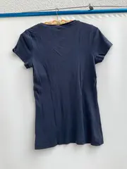 Vorschaubild 2 von Damen T-Shirt V-Ausschnitt Gr. 38 Blau Basic Kurzarm