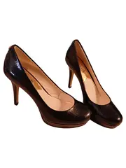 Vorschaubild 2 von Damen Pumps Gr. 38 Schwarz Elegant Plateau Lack-Optik