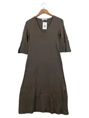 Vorschaubild 1 von CaMaRose Månestråle Strickkleid Damen Gr. 38 Oliv Lochmuster Baumwolle