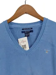 Vorschaubild 3 von Damen V-Ausschnitt Pullover Gr. M Blau Baumwolle Casual