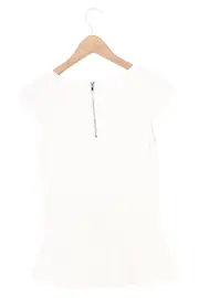 Vorschaubild 2 von Damen T-Shirt Weiß Gr. 32/XS Casual Elegant Reißverschluss