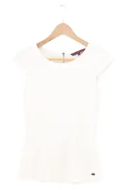 Vorschaubild 1 von Damen T-Shirt Weiß Gr. 32/XS Casual Elegant Reißverschluss