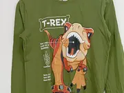 Vorschaubild 2 von T-Rex Tyrannosaurus Kinder T-Shirt Grün Gr. 152-158 Langarm