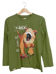 Vorschaubild 1 von T-Rex Tyrannosaurus Kinder T-Shirt Grün Gr. 152-158 Langarm