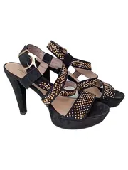 Vorschaubild 1 von Pumps Damen Gr. 40 Schwarz High Heels Riemchen Nieten Elegant