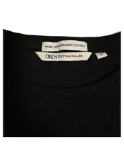 Vorschaubild 3 von Damen T-Shirt Gr. 38 M Schwarz Rippstrick Kurzarm Casual Baumwolle