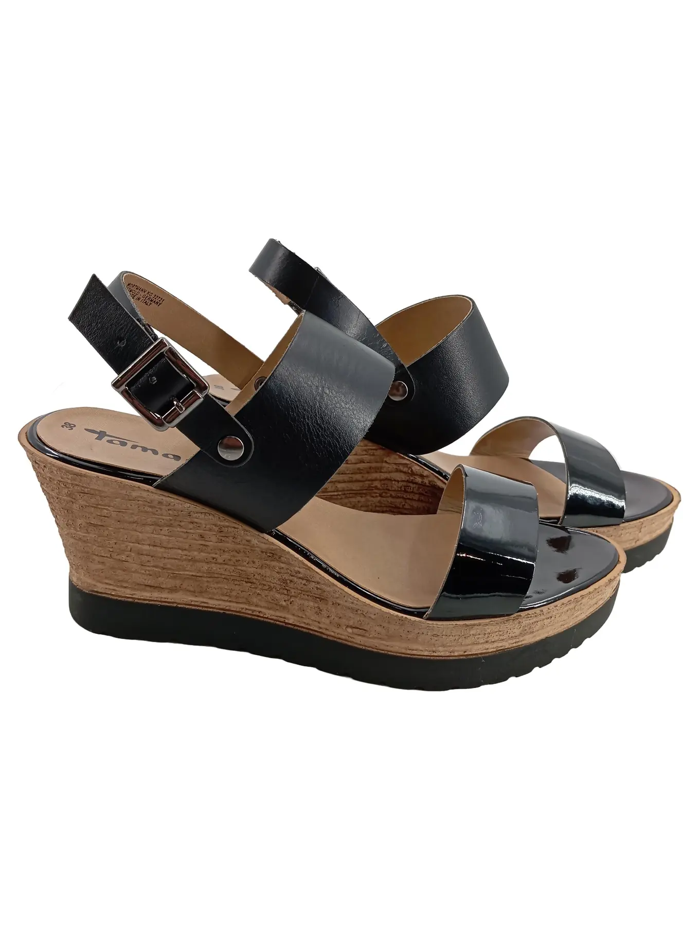 TAMARIS Sandaletten Damen Schwarz Gr. 38 Keilabsatz Modisch