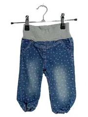 Vorschaubild 1 von Baby Mädchen Jeans Hose Herzmuster Gr. 68 Blau Elastikbund