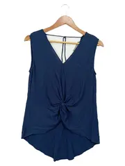 Vorschaubild 1 von Damen Top Gr. 38/M Blau Basic Knoten-Detail Viskose