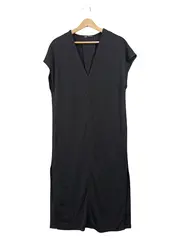 Vorschaubild 1 von Damen Freizeitkleid Schwarz V-Ausschnitt Langarm Gr. 38;M
