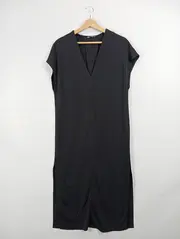 Vorschaubild 2 von Damen Freizeitkleid Schwarz V-Ausschnitt Langarm Gr. 38;M