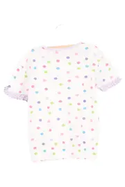 Vorschaubild 2 von Kinder T-Shirt Gr. 110 Weiß Punkte Rüschen Applikation