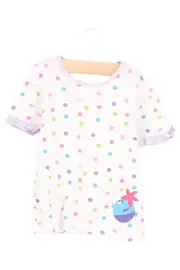 Vorschaubild 1 von Kinder T-Shirt Gr. 110 Weiß Punkte Rüschen Applikation