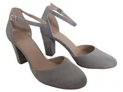 Vorschaubild 3 von Damen Pumps Elegant Grau Gr. 38 mit Blockabsatz & Knöchelriemen