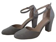 Vorschaubild 2 von Damen Pumps Elegant Grau Gr. 38 mit Blockabsatz & Knöchelriemen
