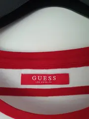 Vorschaubild 4 von Damen T-Shirt Gr. 38/M Rot Weiß Gestreift Casual Strass Logo