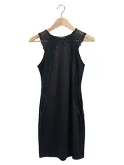 Vorschaubild 1 von Damen Freizeitkleid Schwarz Spitze Gr. 36/S Elegant Party Midikleid