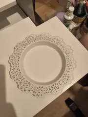 Vorschaubild 1 von Kuchenplatte Weiß Metall Klassisch Servierplatte Kuchenteller
