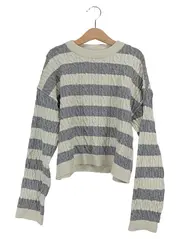 Vorschaubild 1 von Kinder Pullover Strickpullover Zopfmuster Gestreift Grau Gr. 152