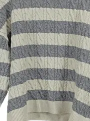 Vorschaubild 3 von Kinder Pullover Strickpullover Zopfmuster Gestreift Grau Gr. 152