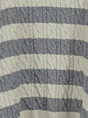 Vorschaubild 2 von Kinder Pullover Strickpullover Zopfmuster Gestreift Grau Gr. 152