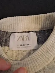 Vorschaubild 5 von Kinder Pullover Strickpullover Zopfmuster Gestreift Grau Gr. 152
