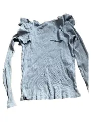 Vorschaubild 3 von Mädchen Langarmshirt Rüschen Gr. 140 Grau Rippstrick Baumwolle