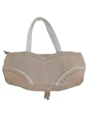 Vorschaubild 2 von Damen Henkeltasche Beige Elegant Lochmuster Quasten