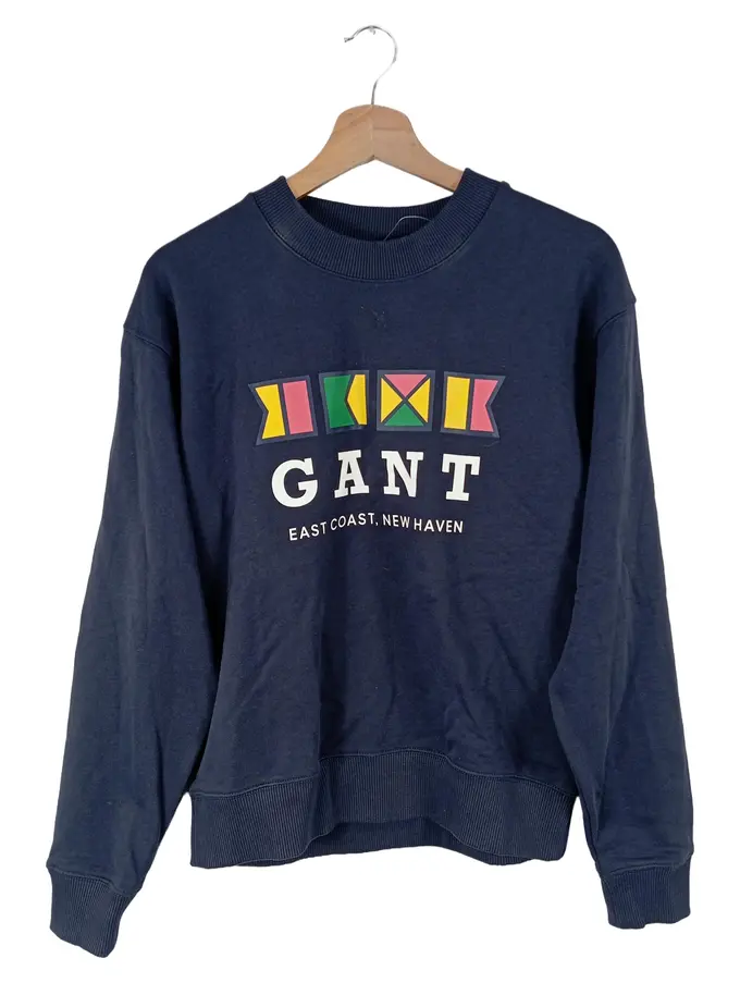 GANT Damen Pullover Sweatshirt 36/S Blau Casual Sportlich Baumwolle