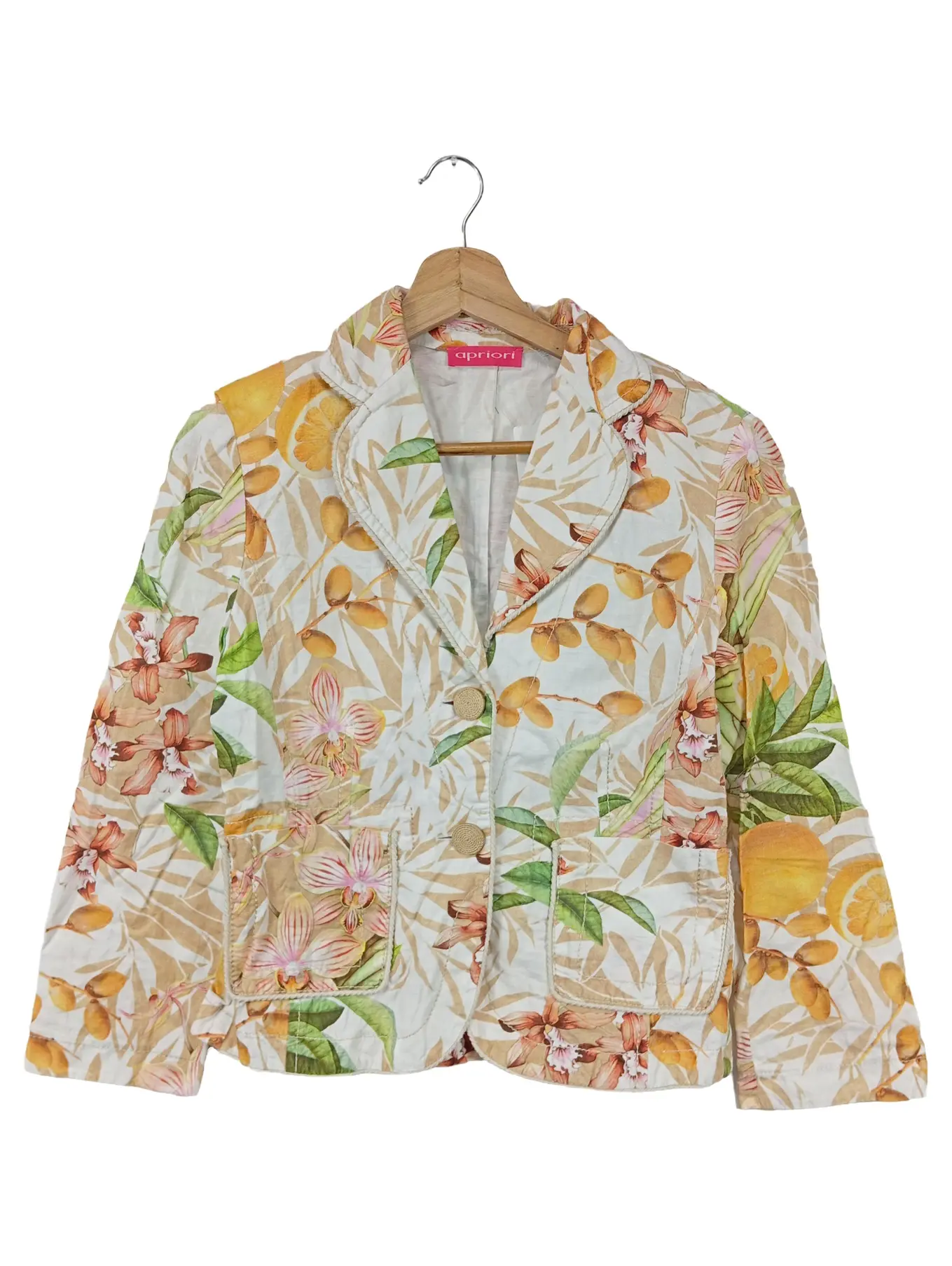 APRIORI Damen Blazer 36 S Blumenmuster Mehrfarbig Charmant Jacke Sommer